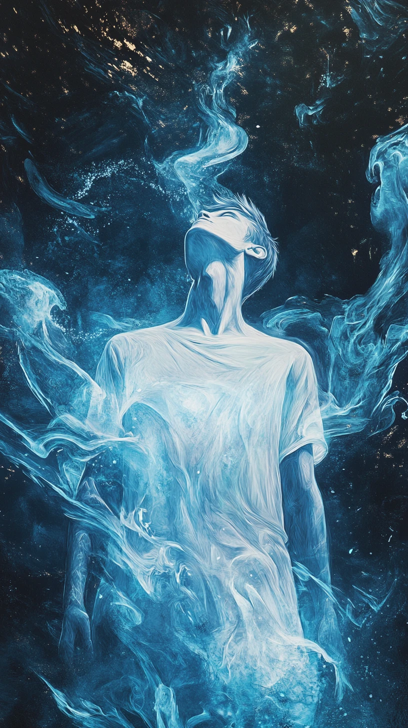 Graffiti character sketch with blue spray paint accents