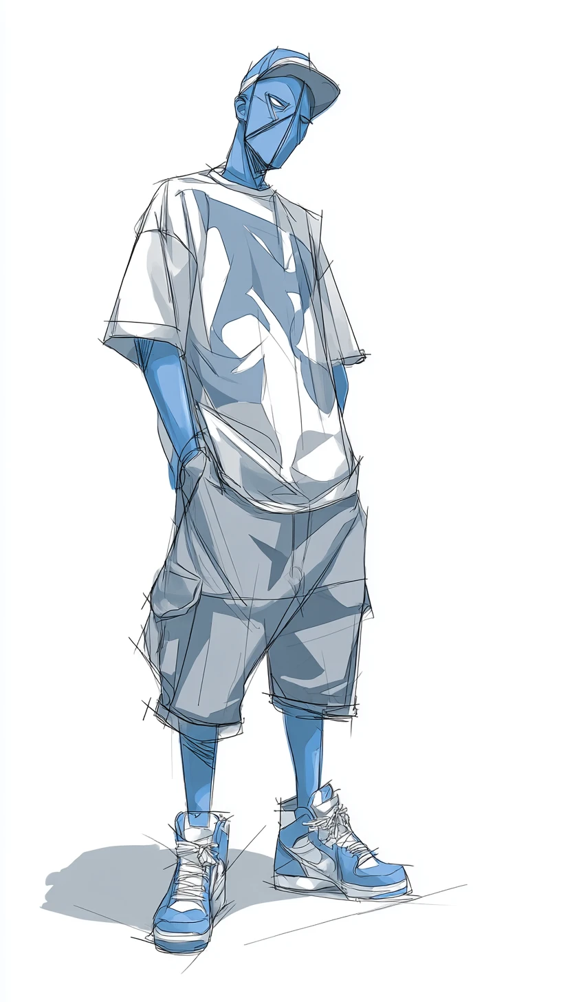 Graffiti character concept sketch with clean bold outline
