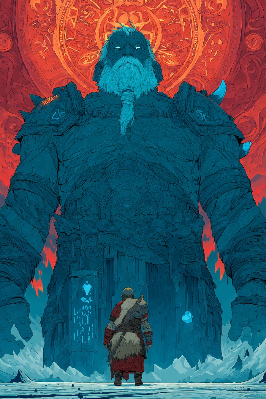 Ancient Ice Titan Rises From A Stormy Frozen Sea