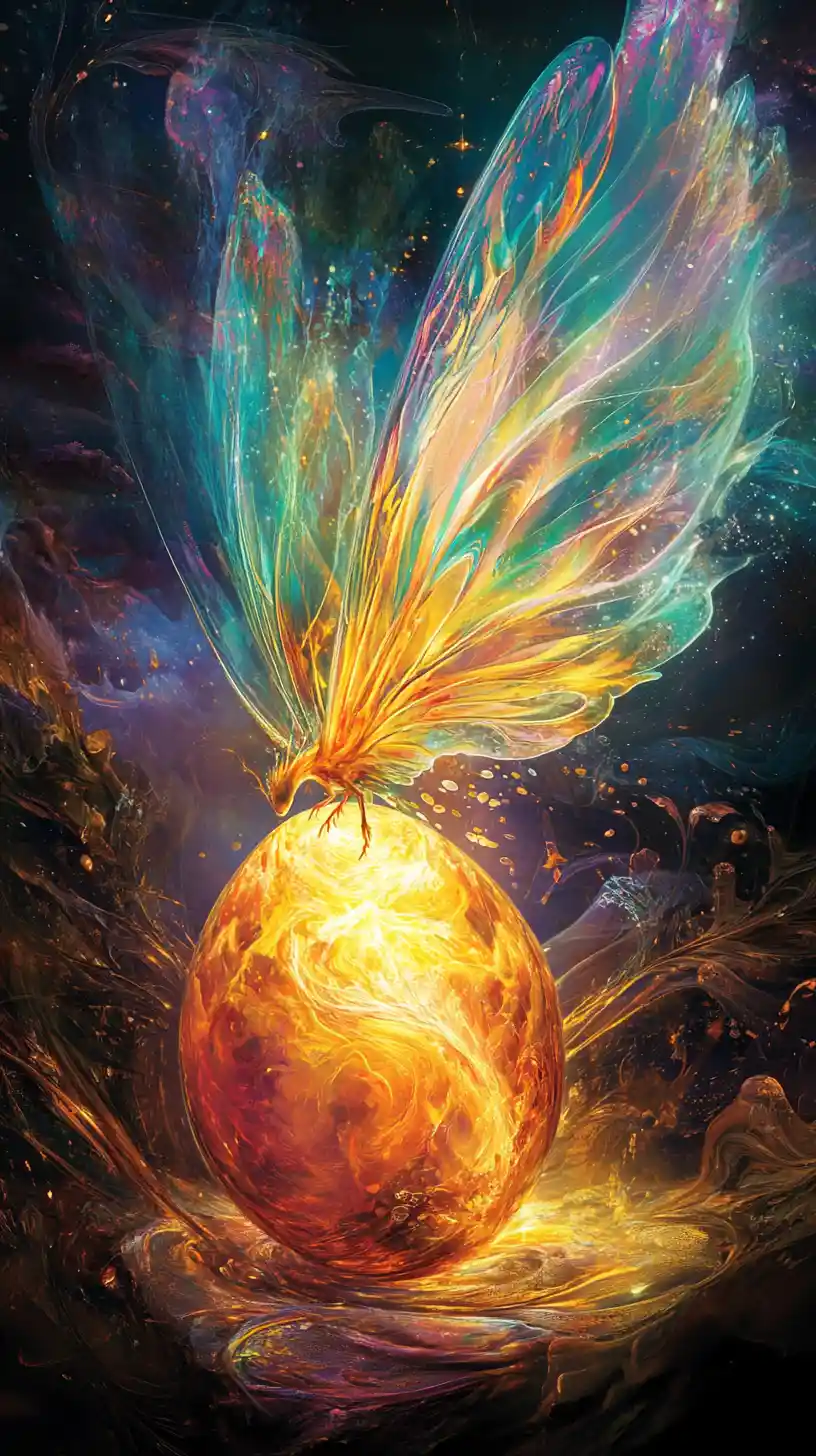Mystical Creature Emerging From A Glowing Egg Of Light
