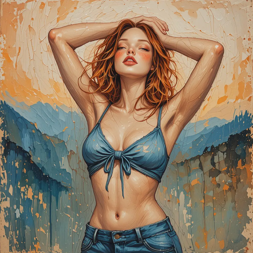 Young woman posing confidently under a warm sunset sky