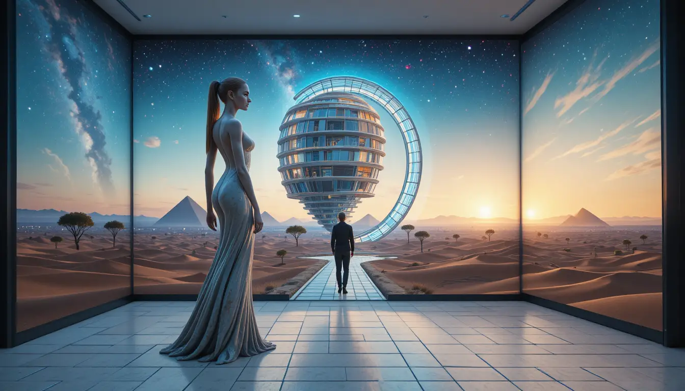 Futuristic Spiral Shell Tower In Surreal Desert Twilight