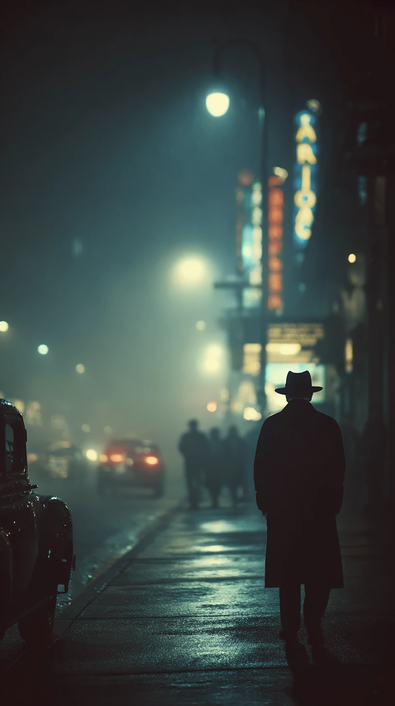 Man standing on a quiet boulevard with a parked car