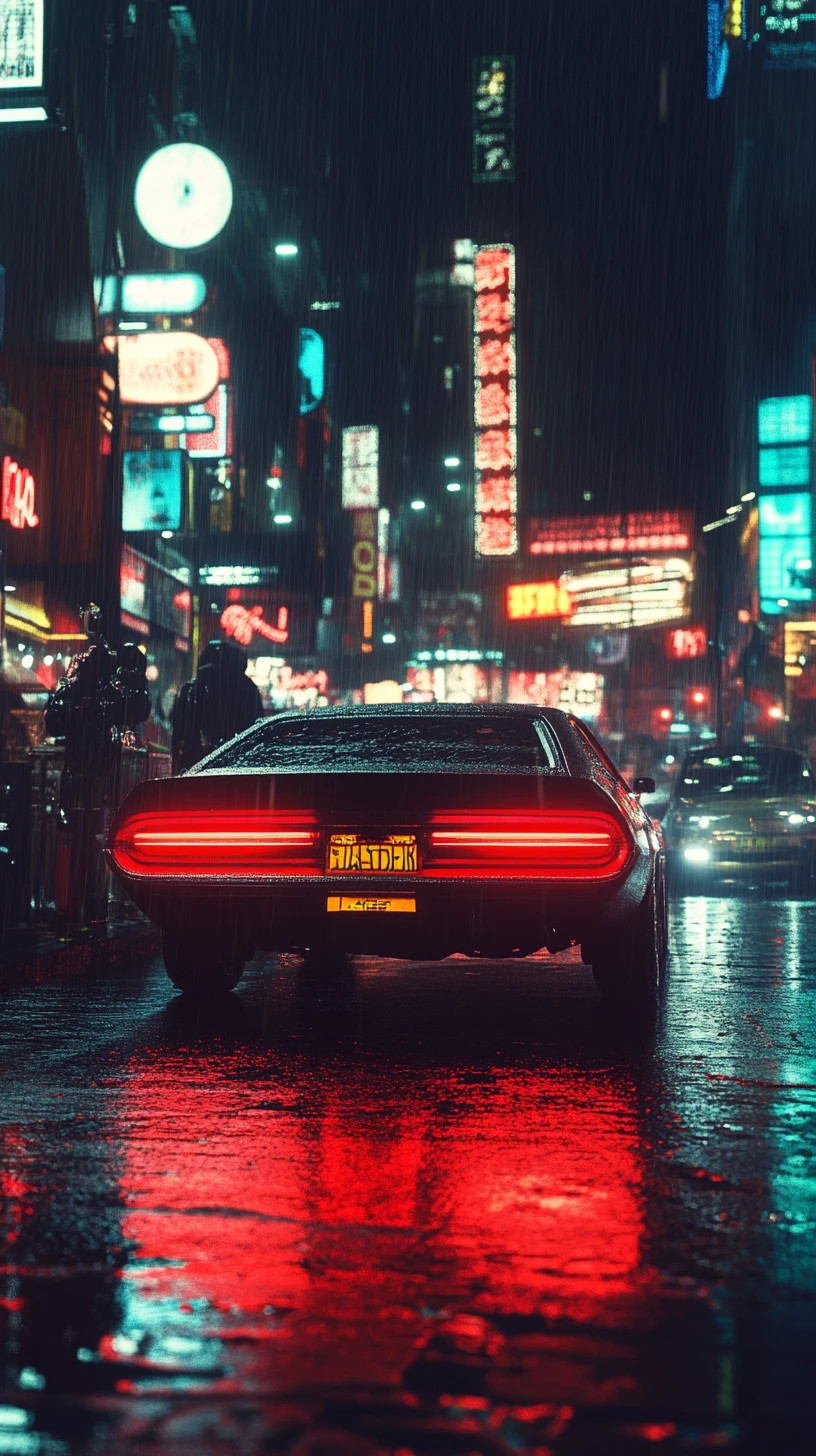 Man and classic car on a quiet boulevard at 3 a.m.