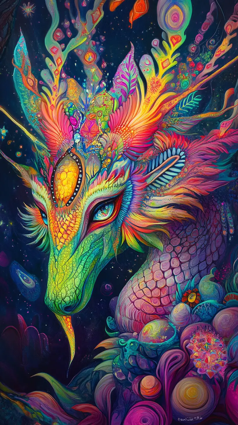 Surreal portrait of a mystical fantasy creature of love
