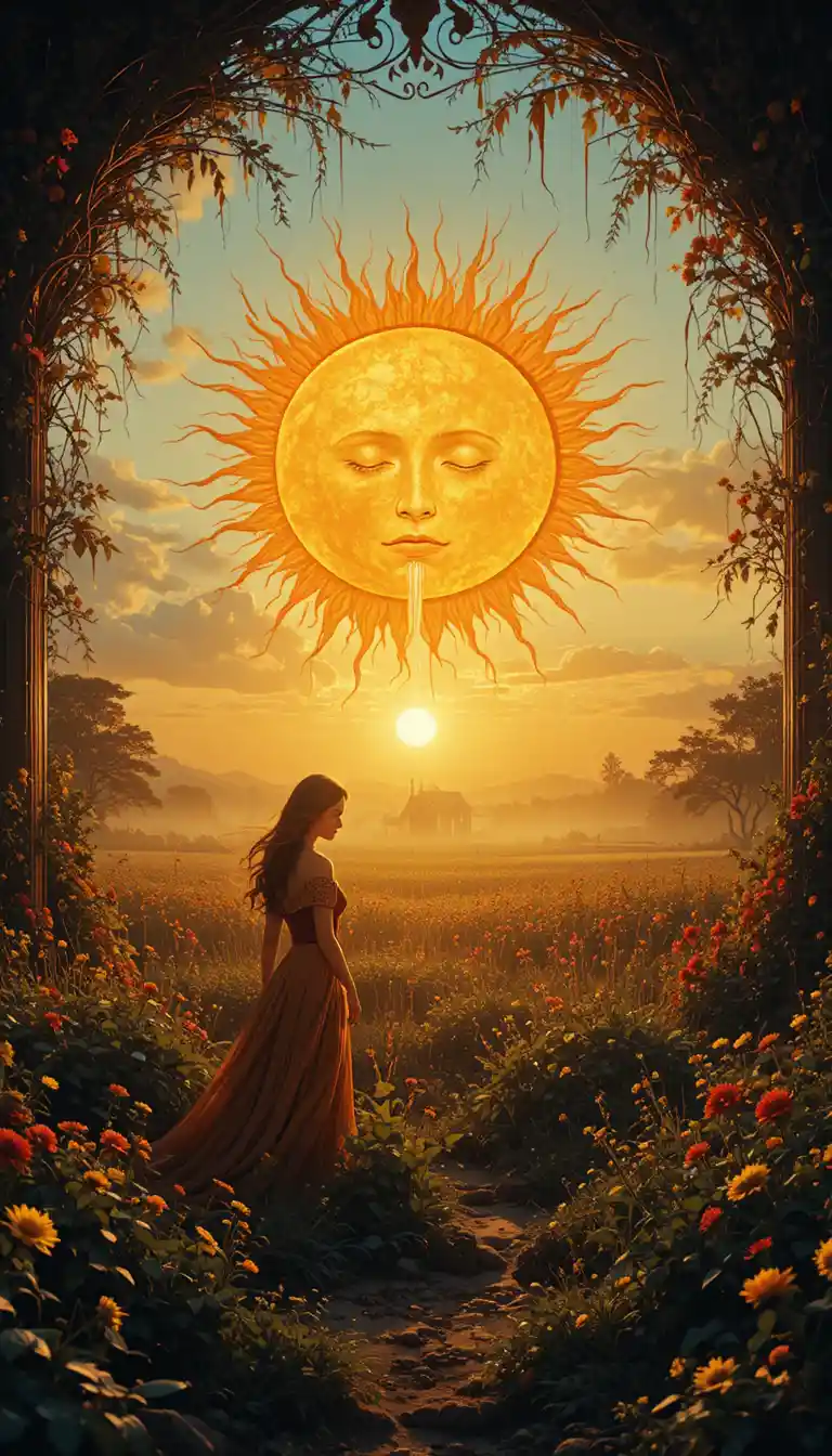 Person in a garden pouring the glowing sun into fields
