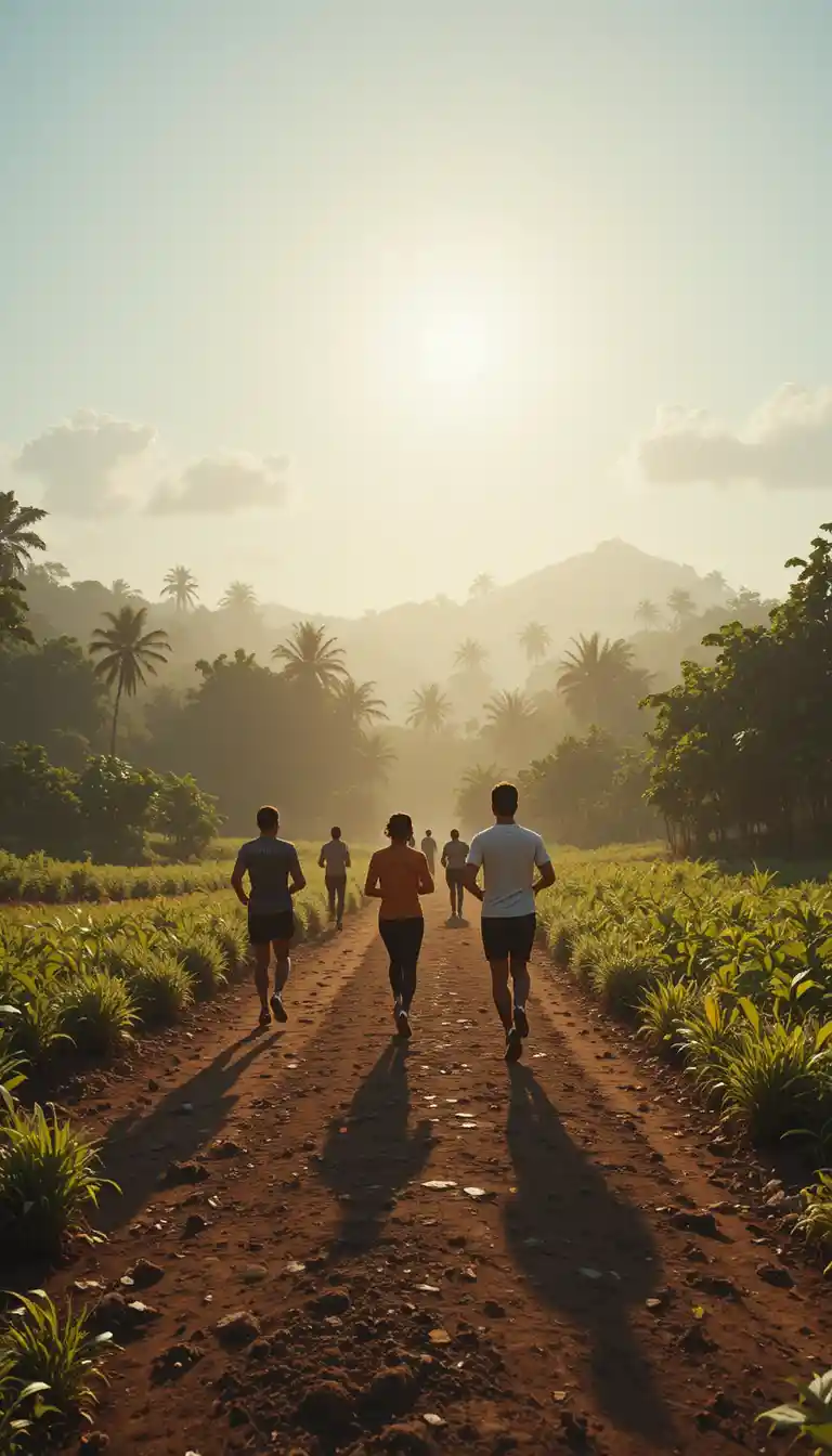 Morning joggers running on a Kerala outdoor track