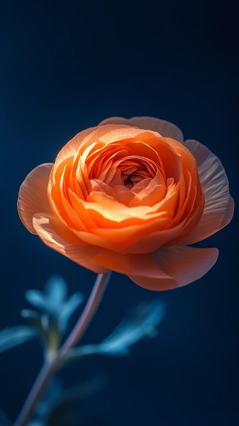 Macro flower portrait with glowing petals against dark background