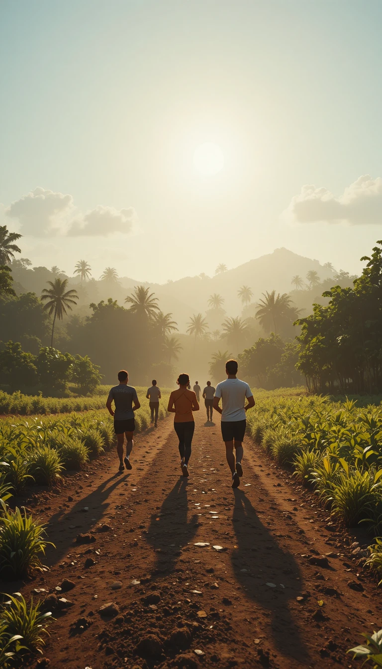 Corredores matutinos en una pista al aire libre en Kerala