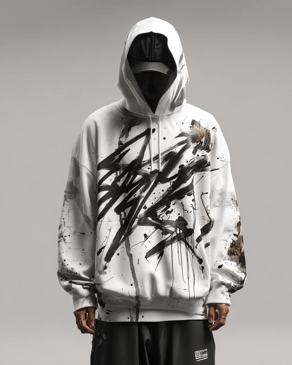 Dynamic abstract street art design for bold clothing