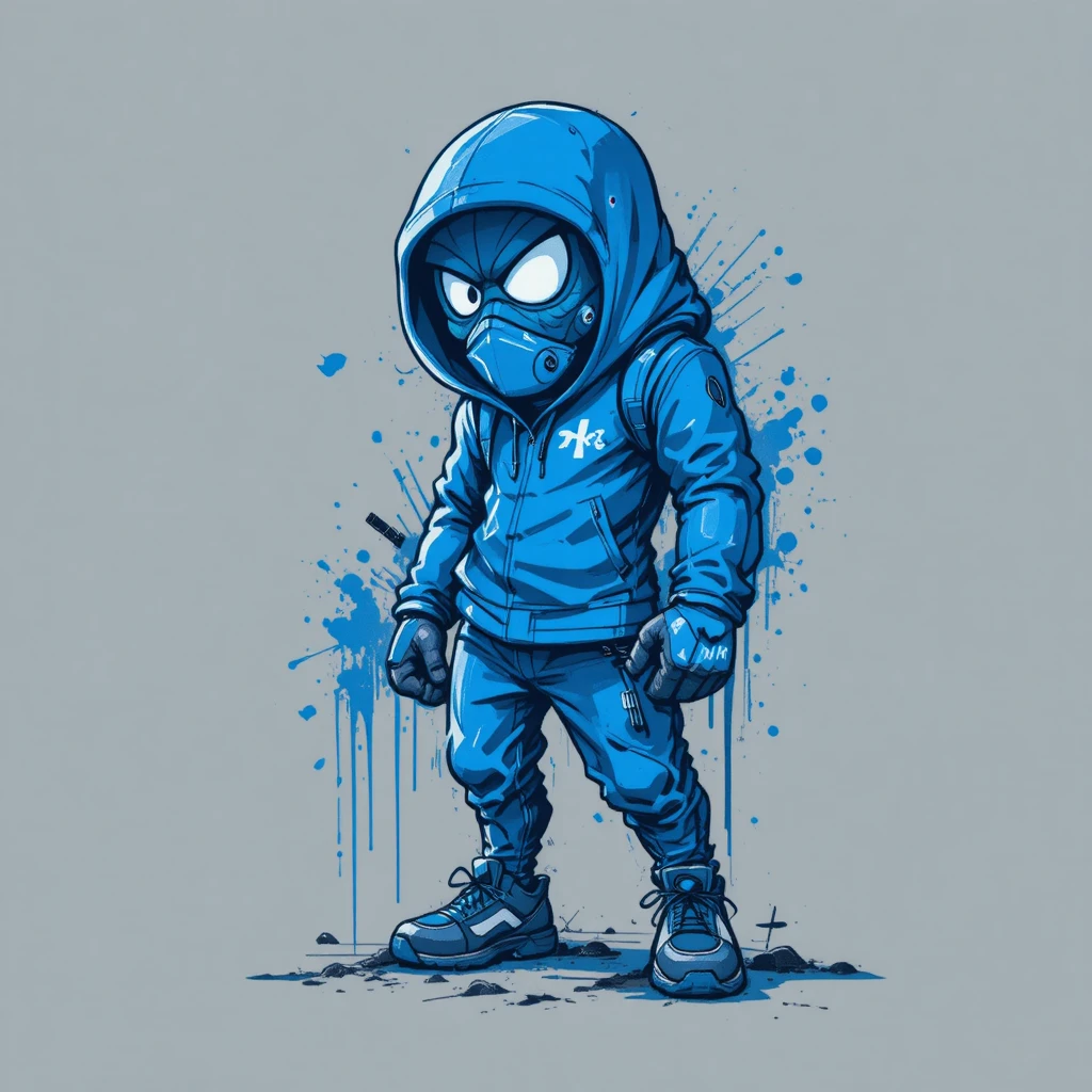 Graffiti character concept sketch with clean bold outline