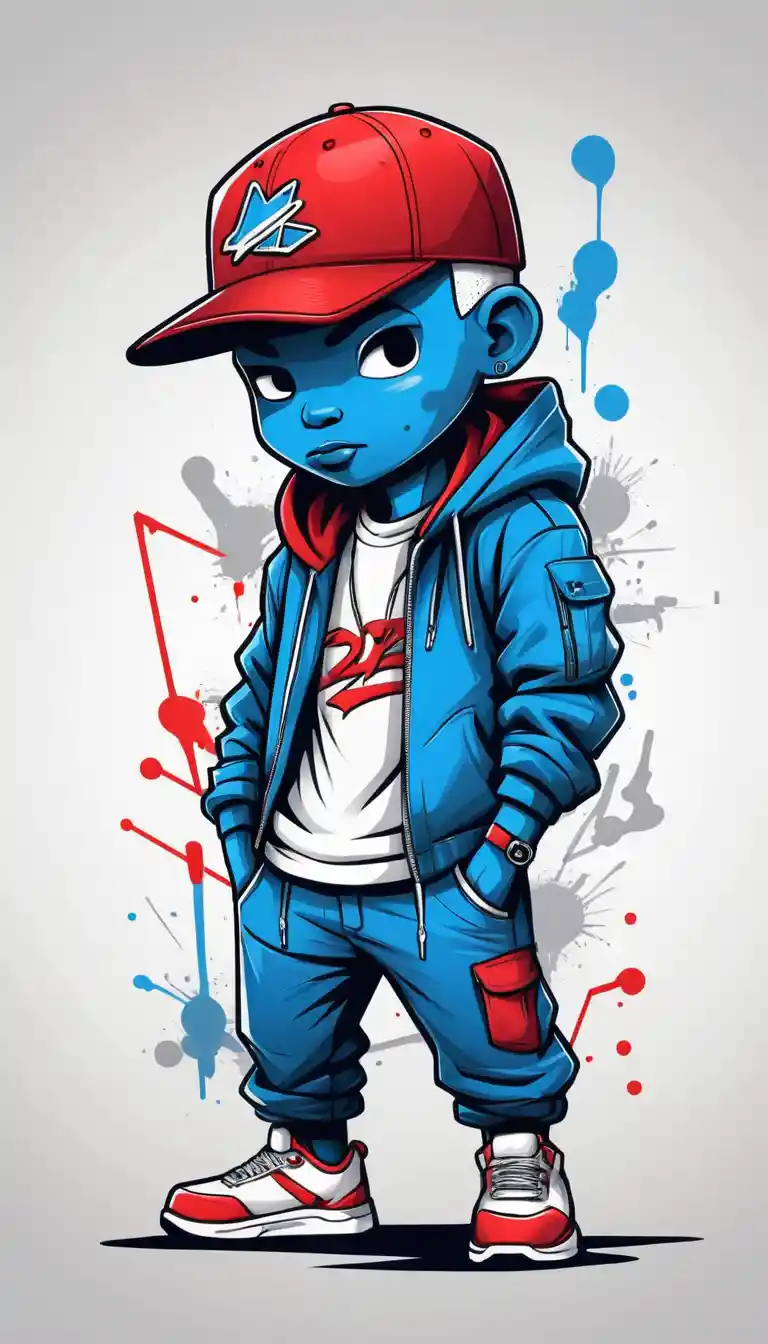 Graffiti character sketch with metallic silver and bold shading