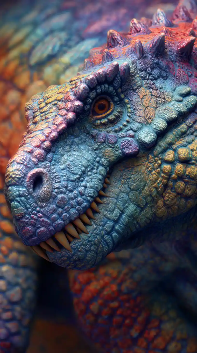 Colorful dinosaurs with different features and habits