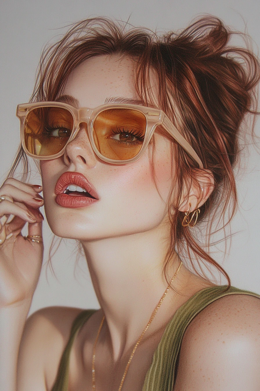 Modeporträt einer Frau mit Retro-Sonnenbrille – Illustration