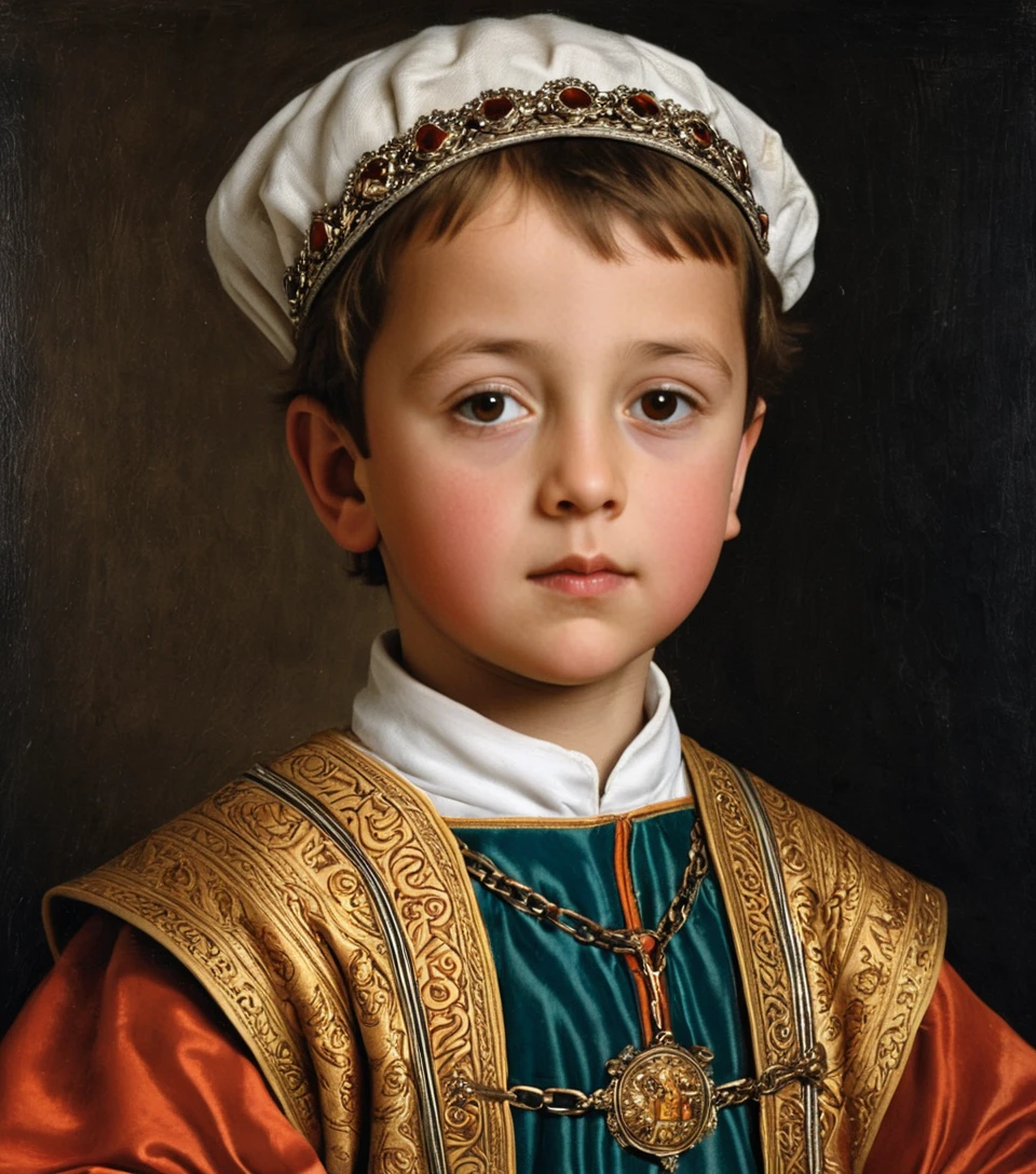 Young Spanish prince in a 15th century renaissance portrait