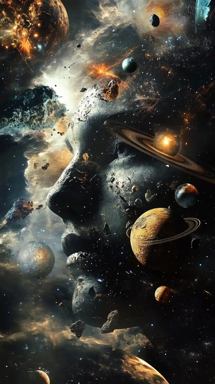 Conceptual text art questioning our place in the solar system