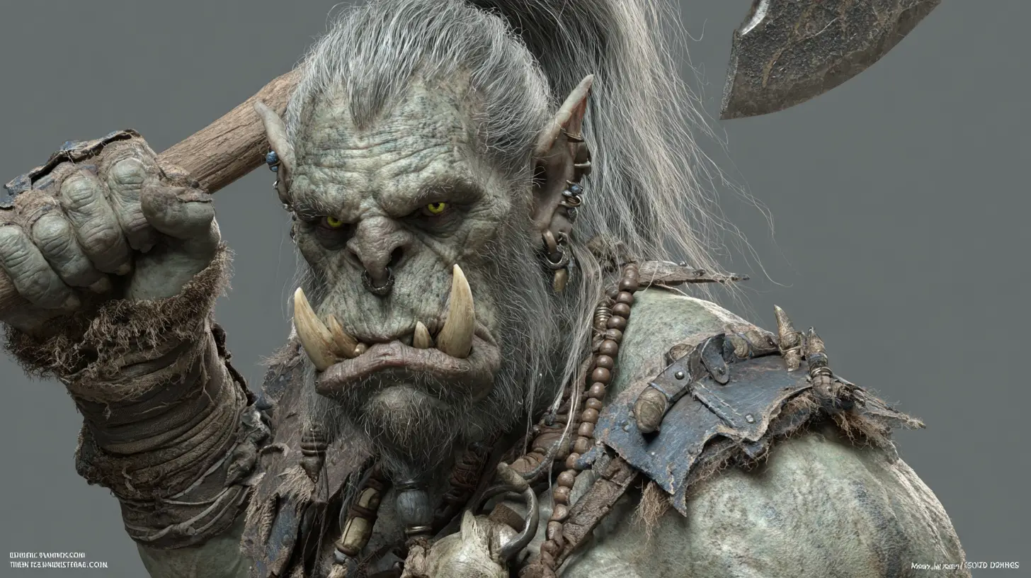 Guerriero orco zombi gigantesco in dettagliato render 3D