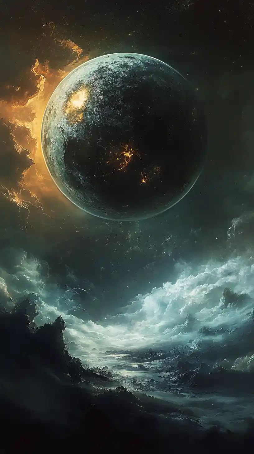 Earth floating within the vast solar system in space