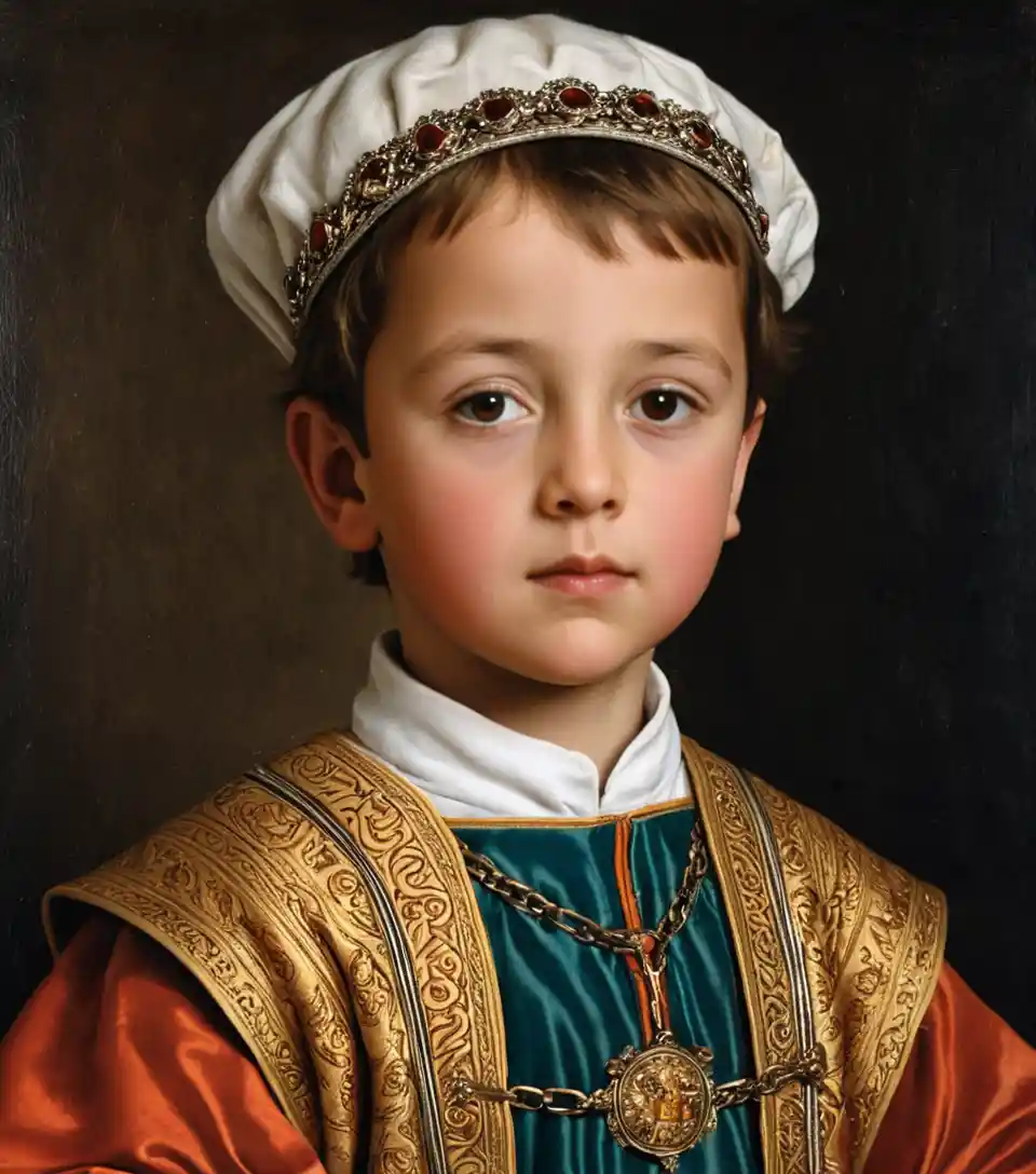 Young Spanish prince in a 15th century renaissance portrait