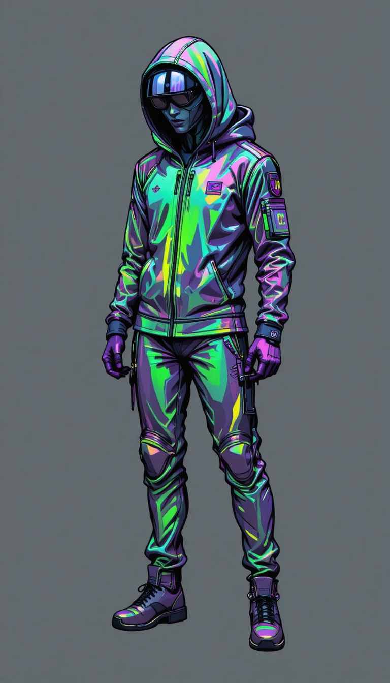 Graffiti character concept sketch in purple and green palette