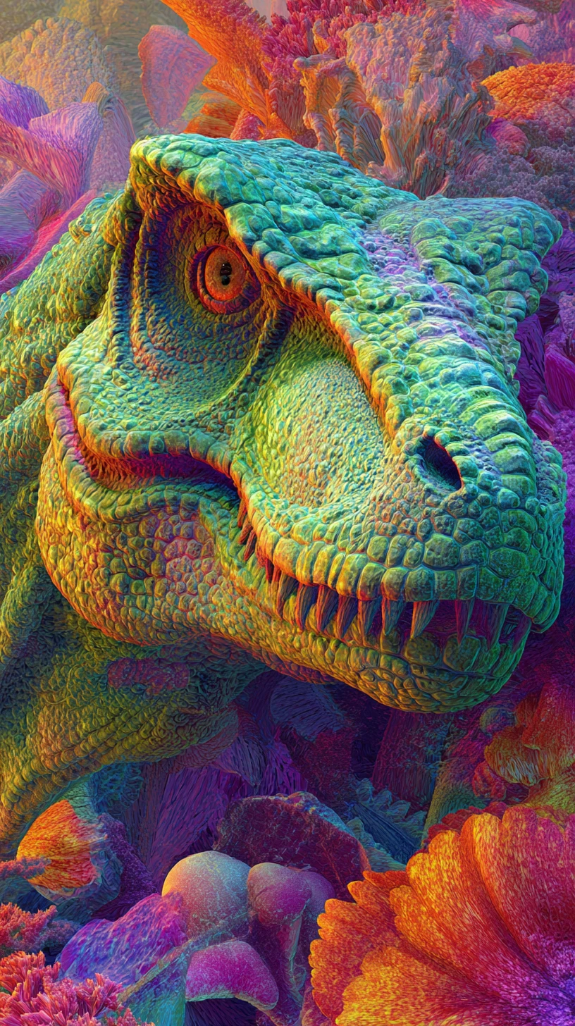 Colorful dinosaurs with varied features and nesting eggs