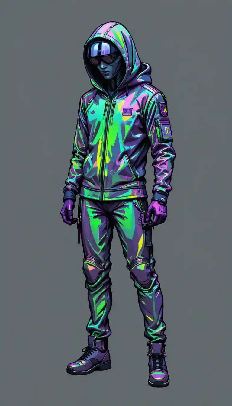 Graffiti character concept sketch in purple and green palette