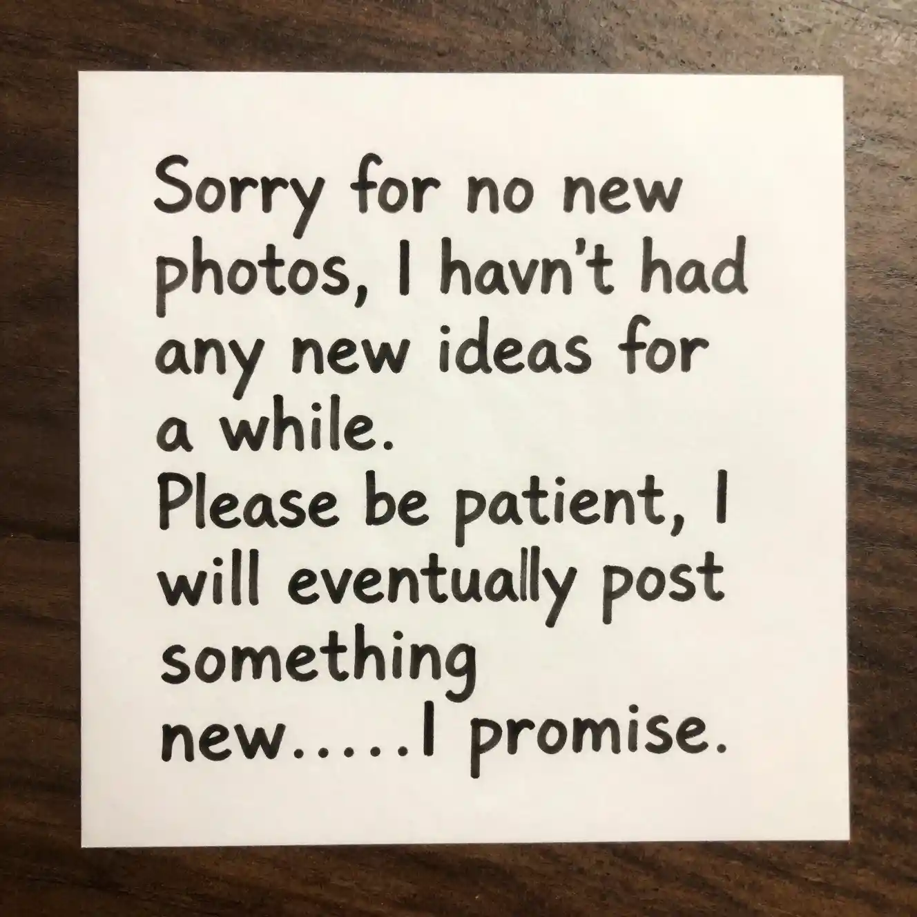 Handwritten apology note on a single sheet of paper