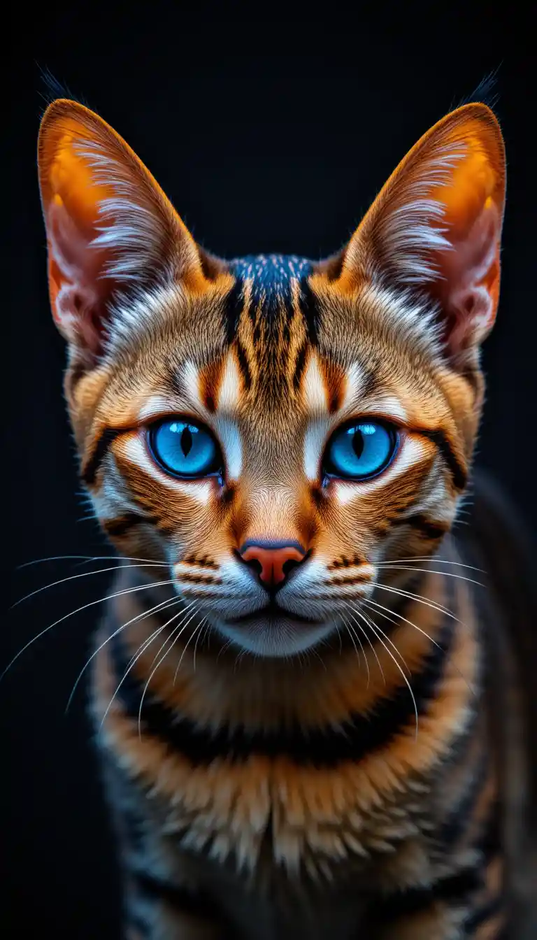 Close up digital illustration of a bengal cat face