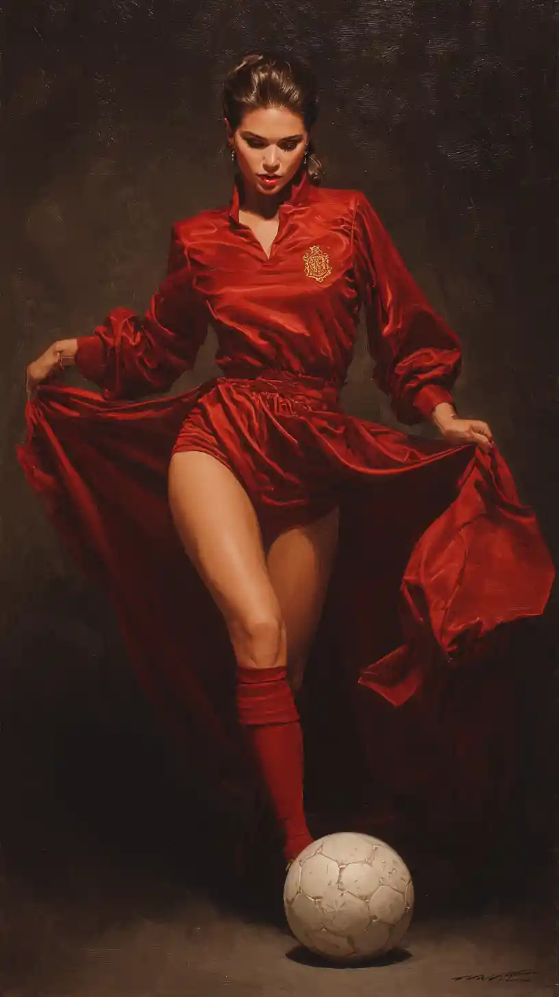 Joueuse de football futuriste dans une fantasy dark pop art