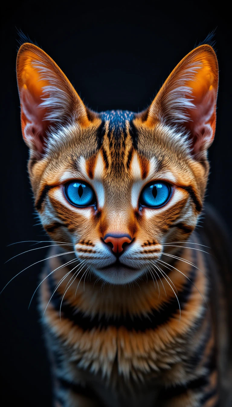 Close up digital illustration of a bengal cat face