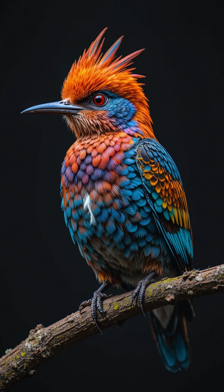 Colorful northern flicker close up on black background
