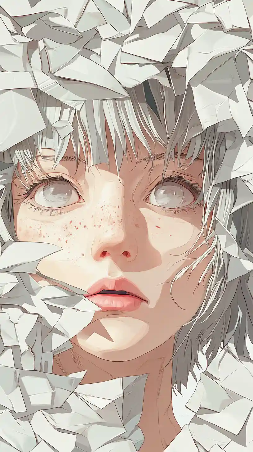 Surreal corrugated paper art in a soft pink illustration