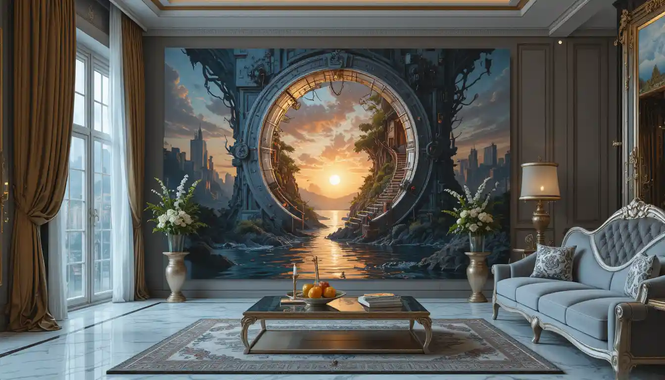 Surreal Utopian Future City In Apocalyptic Dreamscape