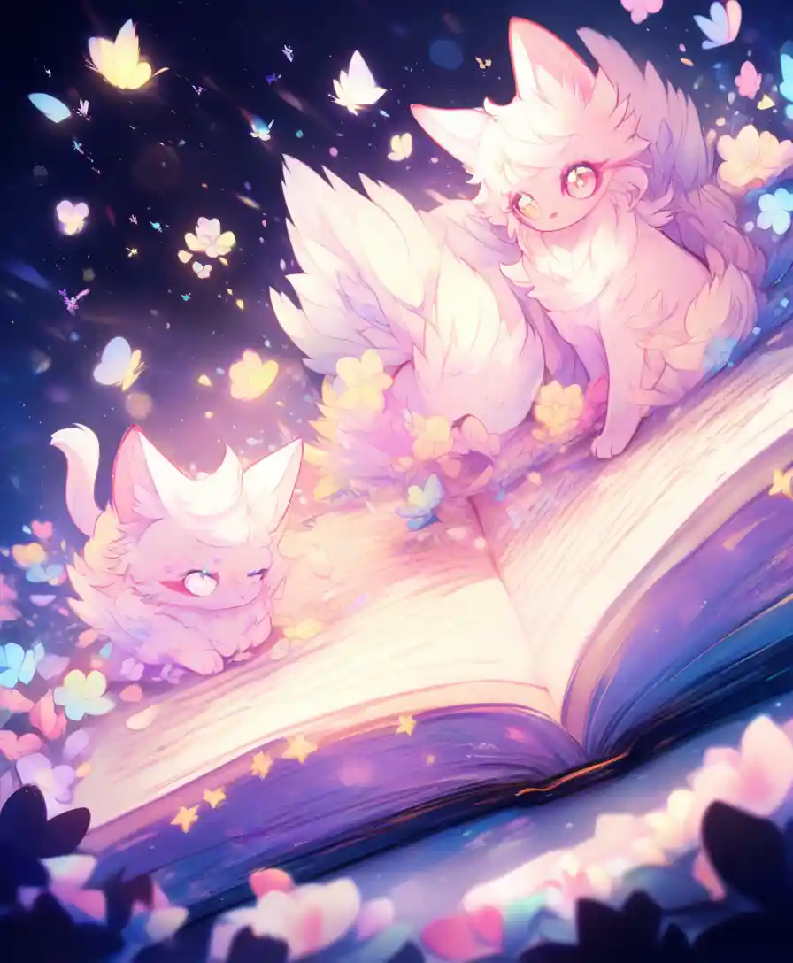 Adorable kitten and baby rabbit cuddling in pastel flowers