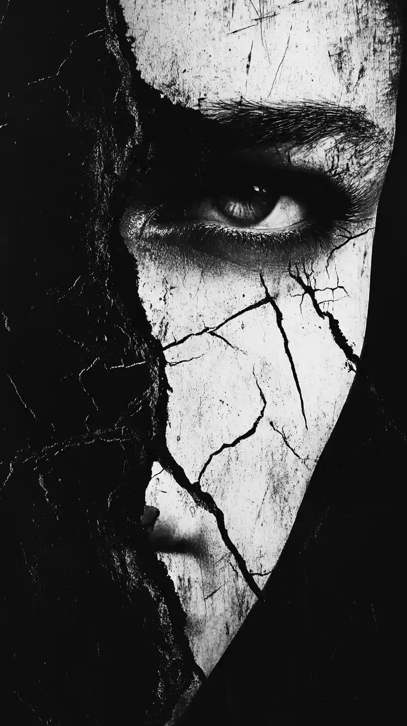 Cold controlled darkness shaped into silent resolve