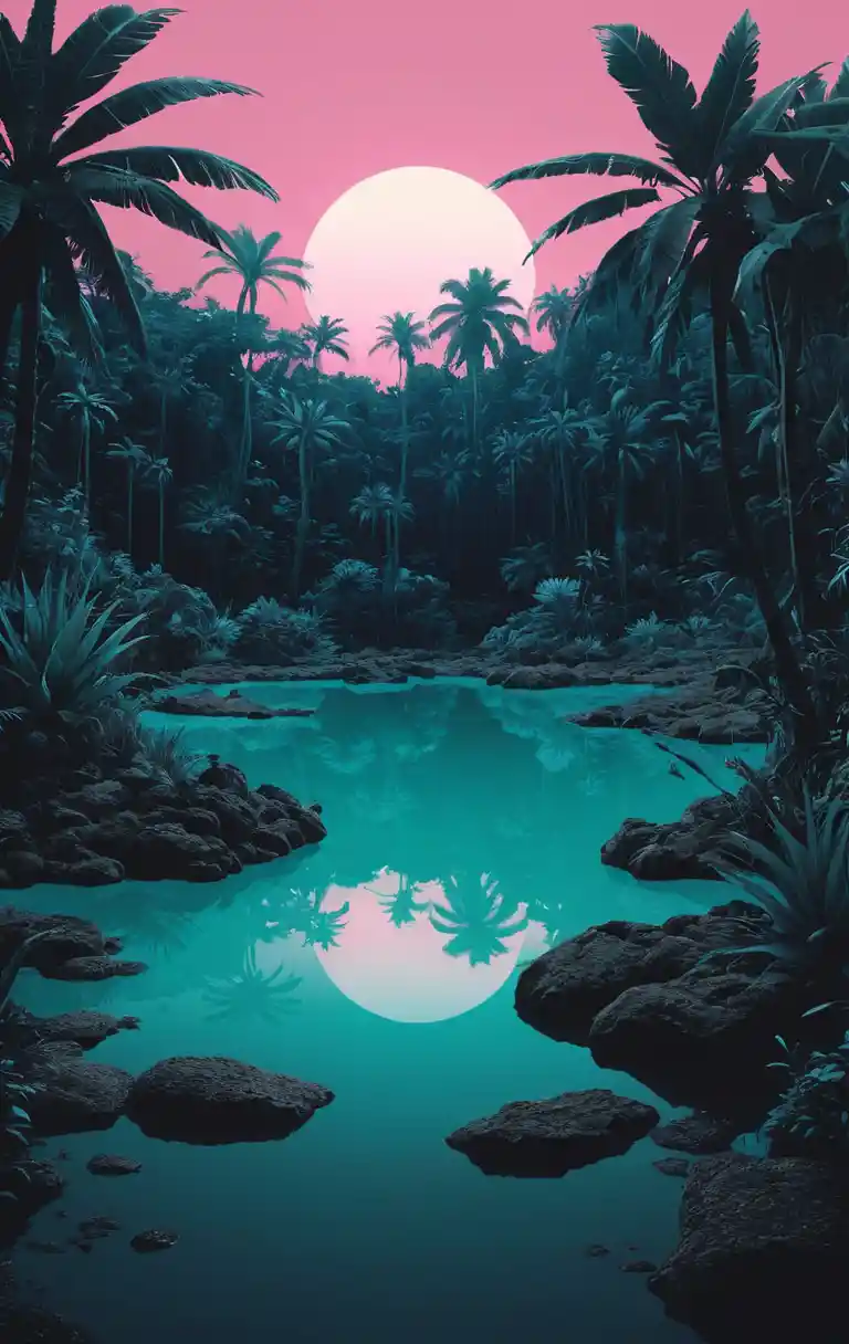 Midnight lagoon with a calm and relaxing lofi chill mood