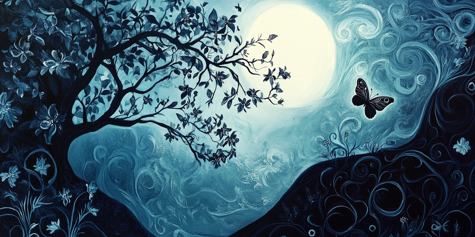 Magical diptych of swirling light and dark fairytale landscape