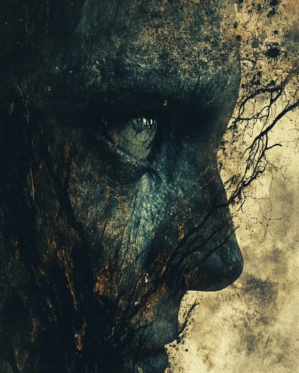 Dark abstract mosaic tribute to classic grim fairy tales