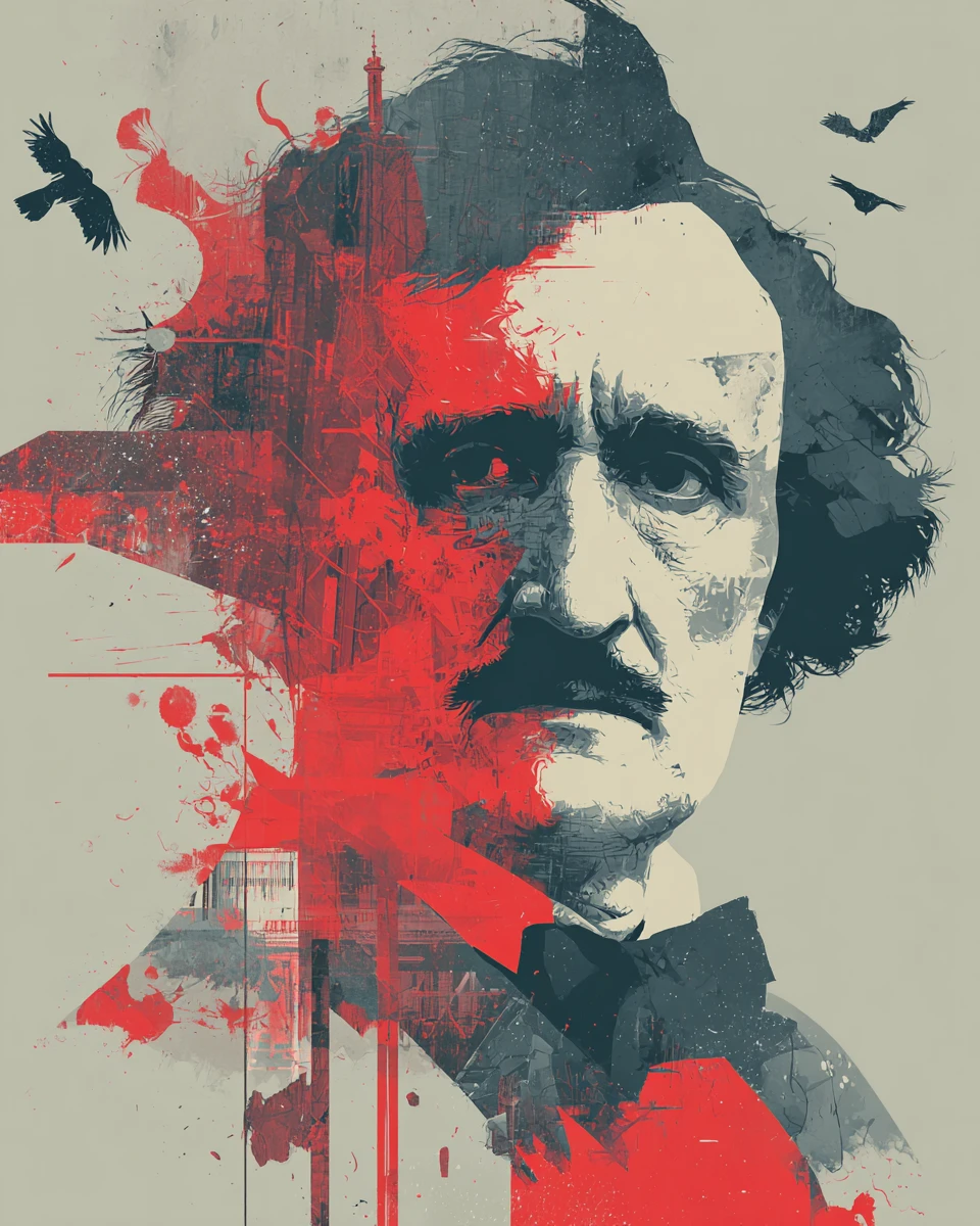 Abstract graphic tribute image inspired by Edgar Allan Poe