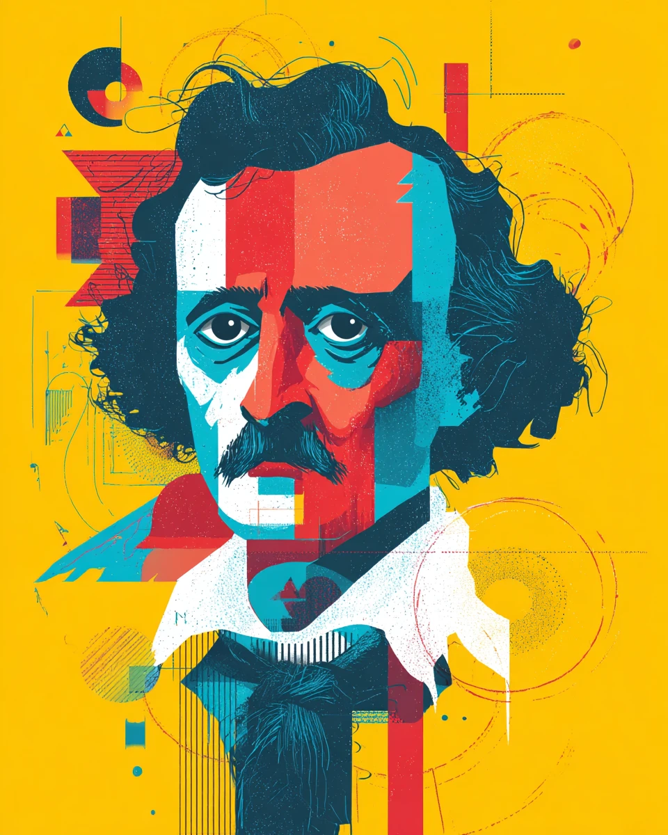 Abstract graphic tribute to the legacy of Edgar Allan Poe