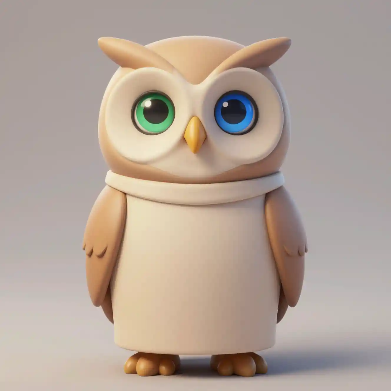 Cute owl girl priest character with tan skin and bright eyes