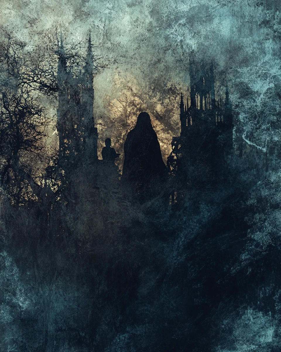 Abstract mosaic tribute to dark Brothers Grimm tales