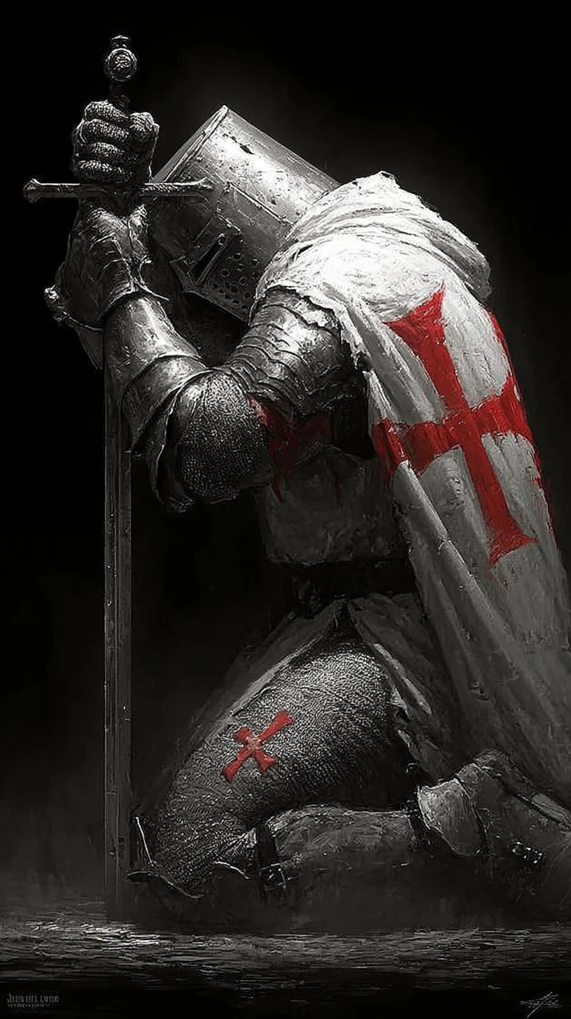 Templar Knight Diving Into A Brutal Downward Sword Strike