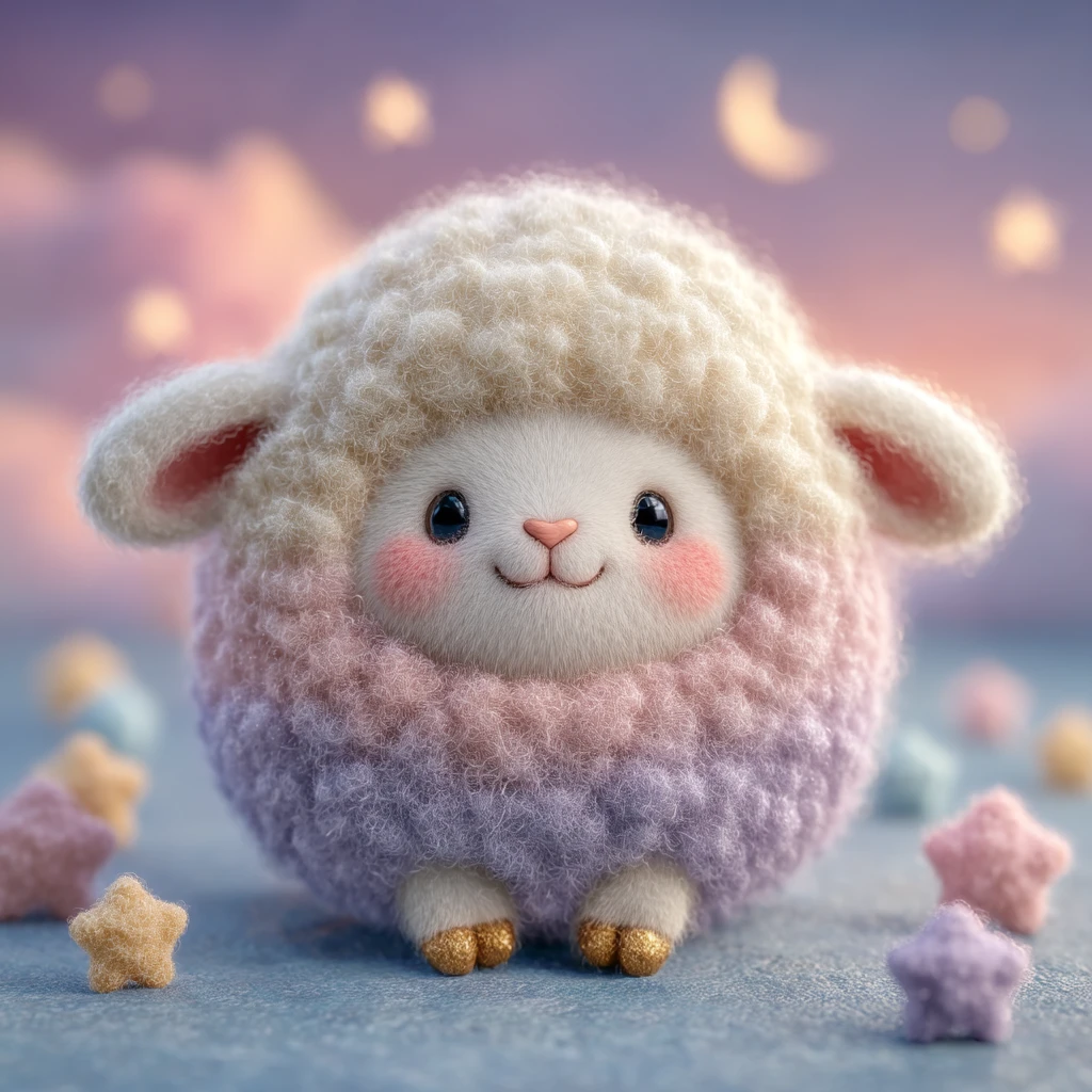 Tierna oveja de nube flotando en un cielo pastel de ensueño