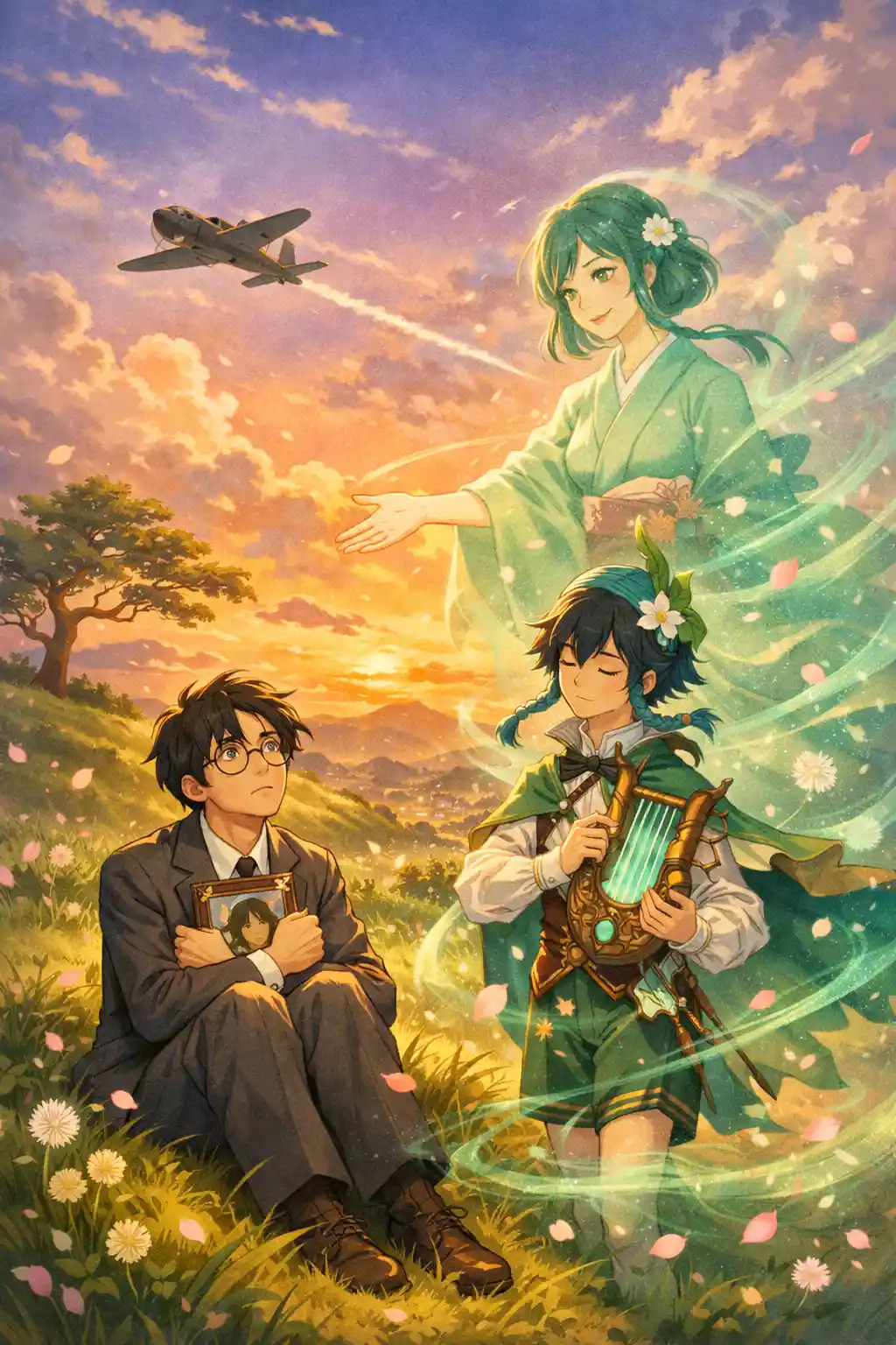 Young engineer and bard on a windy hilltop