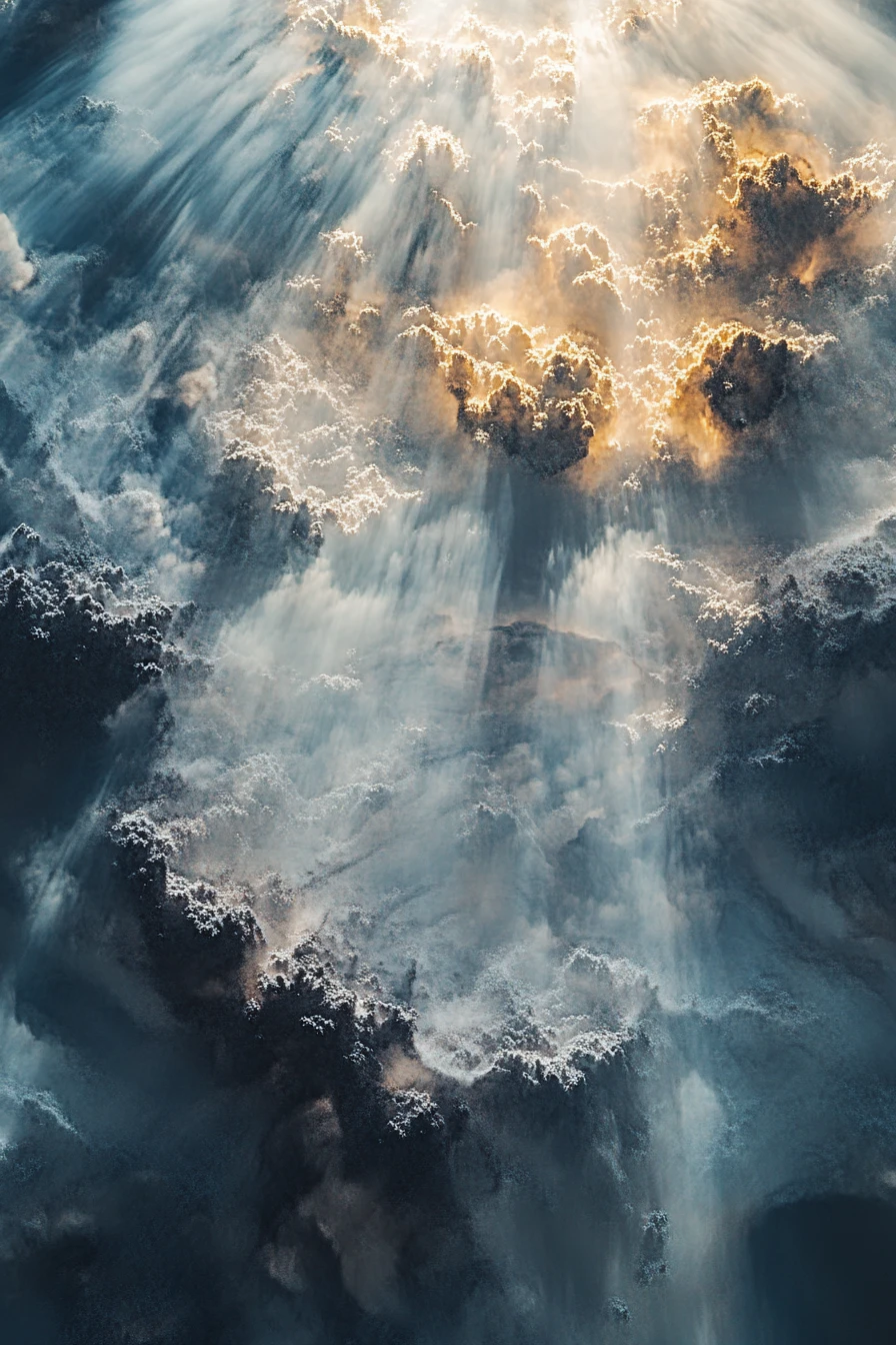 Cielo misterioso donde la luz plateada se encuentra con la sombra profunda