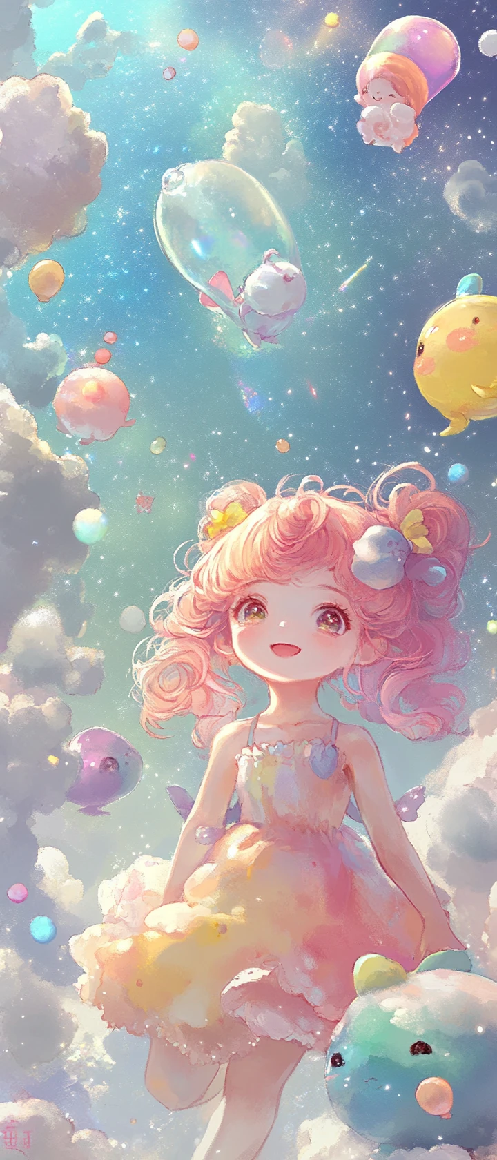 キュートなパステル妖精キャラクターのアート風デジタルイラスト
