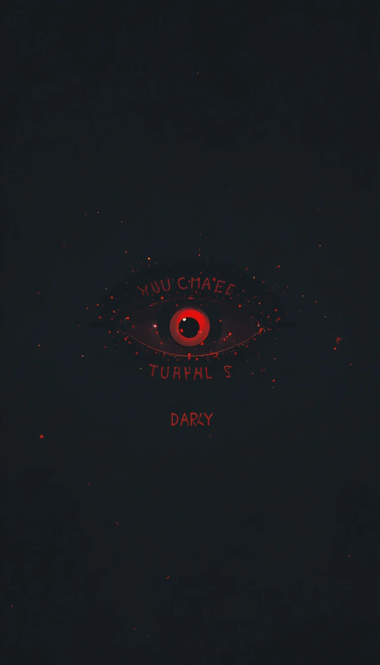 Dark abstract background with glowing red eye symbol