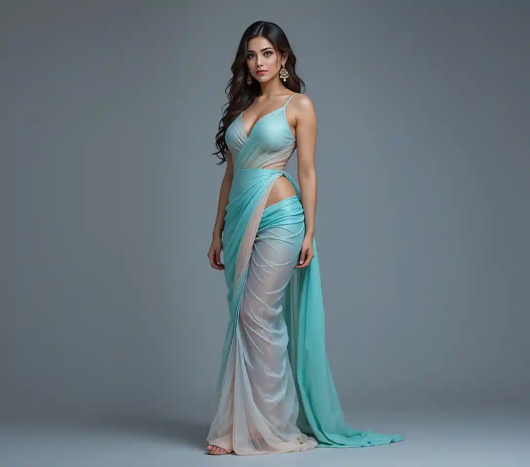 Full body portrait of a beautiful Indian woman posing confidently