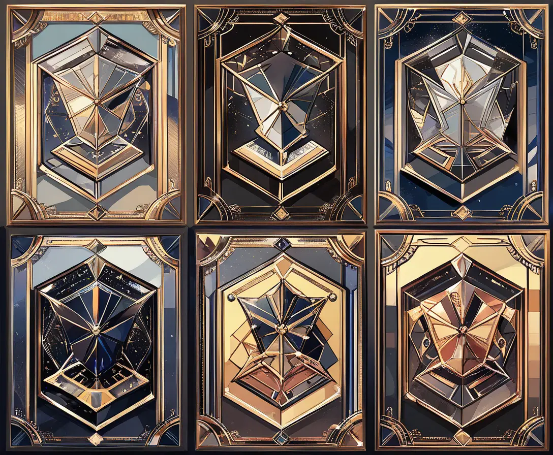 Emblema dorato del segno Leone su cielo notturno geometrico astratto